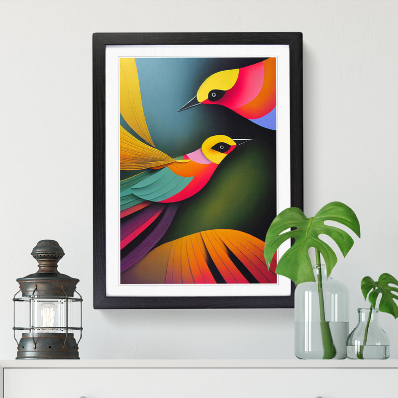 Bird Action Vol.2 - Single Picture Frame Print, 64cm H x 46cm W, Walnut Framed