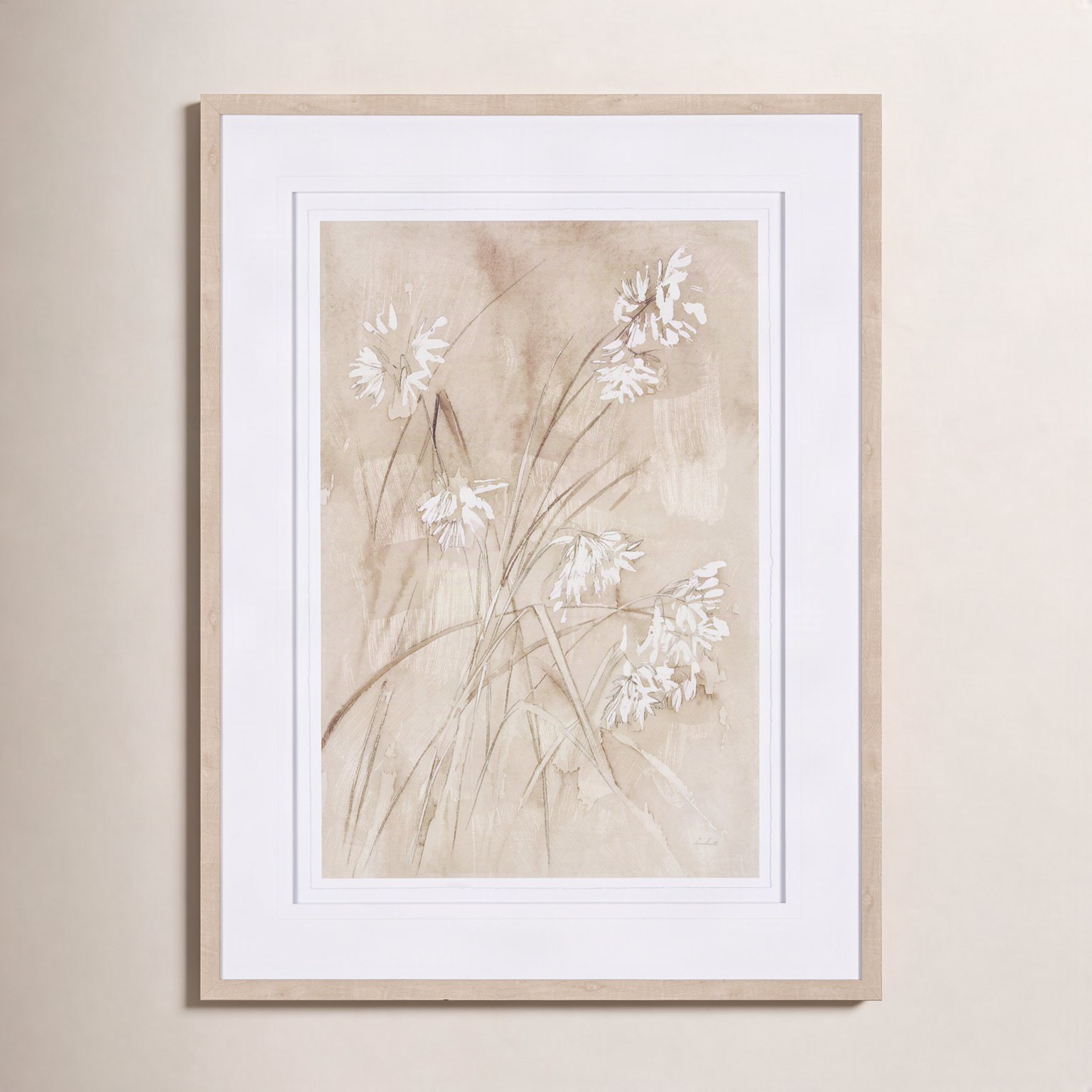 Wildflowers I Charcoal Hand-Embellished Print, 41.5" H x 31.5" W, Wildflower I, Brown