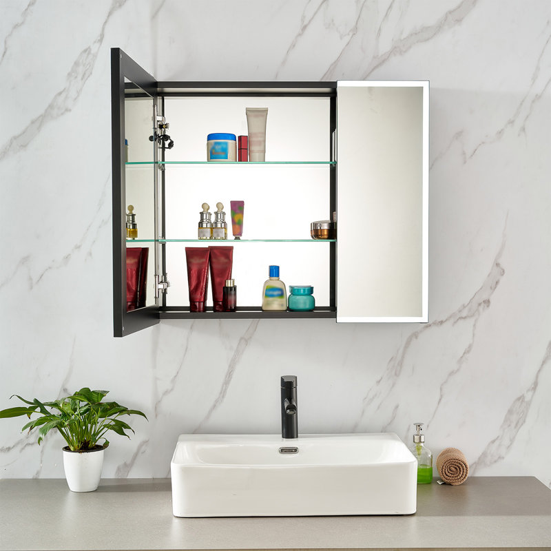75mm W 65mm H Wall Mounted Required Framed Medicine Cabinet Mirror 3 Adjustable