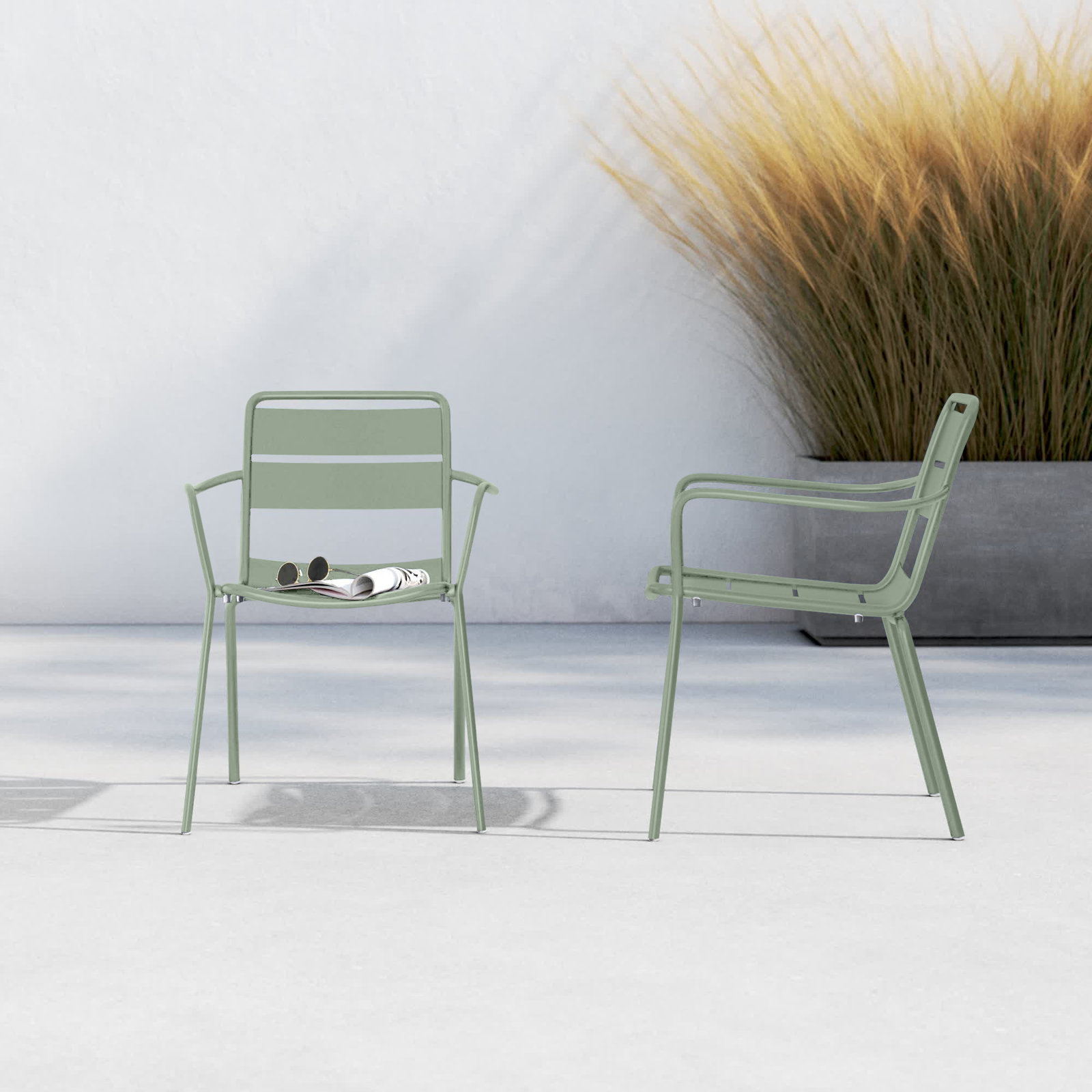 Kapri Stackable Patio Armchair, Sage, 2