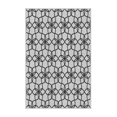 Tapis gris/zone noire à motifs