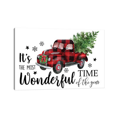 " Red Plaid Christmas Truck " by Ephrazy Graphics Painting Print