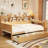 Wooden Twin Daybed With Efficient Storage And Study Facility - Modern Style Multi-Functional Natural Wood Desk For Chic Appearance-1258904960