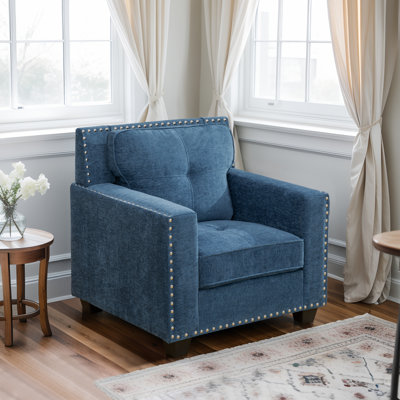 Lake Blue Nailhead Trim Chair by Winston Porter