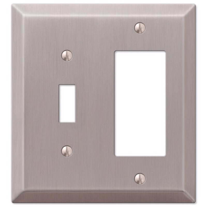 Amerelle Tindal Brushed Nickel 2 gang Metal Decorator/Toggle Wall Plate 1 pk, Brushed Nickel