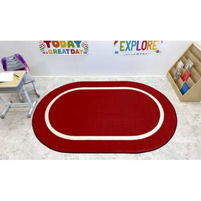 Tapis ovale rouge et crème KidCarpet.com, motif Montessori, 183 x 260 cm