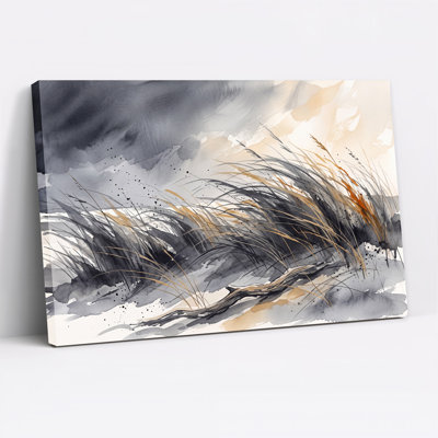 Art mural sur toile aquarelle gris et brun clair Windblown