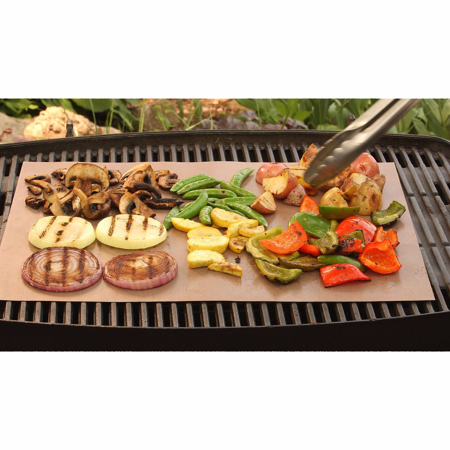 Pitmaster King Grill Topper BBQ Grilling Copper Pan and Tray 5-Piece Set for Indoor/Outdoor Cooking w/Tongs and Heat Resistant Gloves