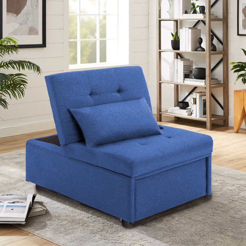 Chaises d'appoint convertibles, Mélange de lin bleu foncé