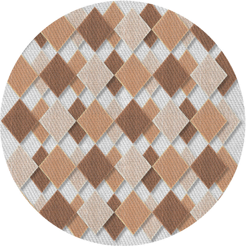 Tapis zone beige à motifs, Rond 5 pi