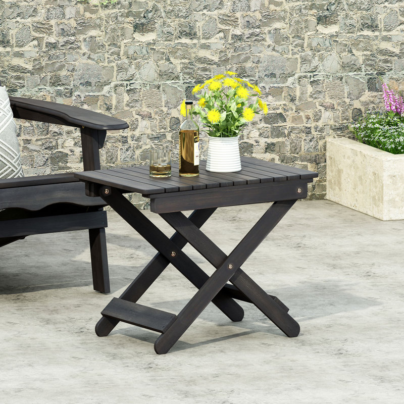 Table d'appoint pliante d'extérieur patinée en bois, Gris foncé