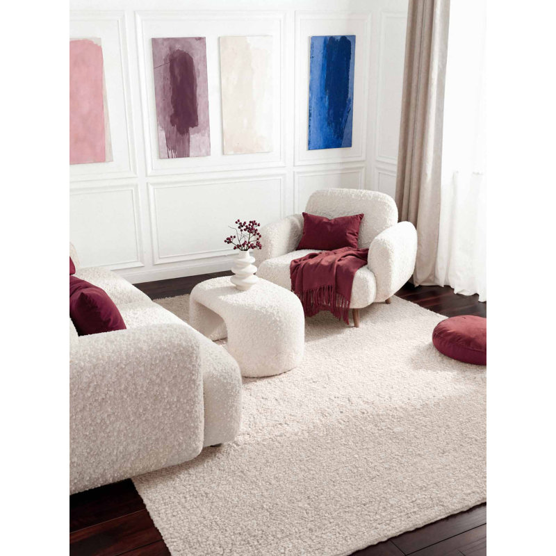 Despoina Hand Woven Area Rug, Cream, Rectangle 160 x 230 cm