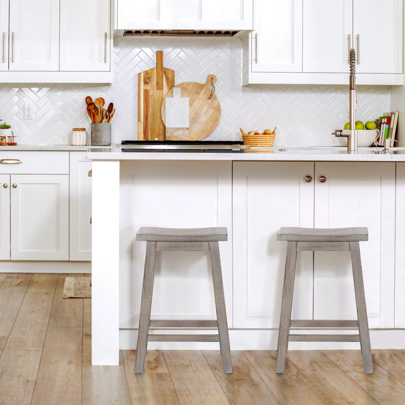 Solid Wood Counter Stool, Antique Gray, Counter Stool (24” Seat Height)