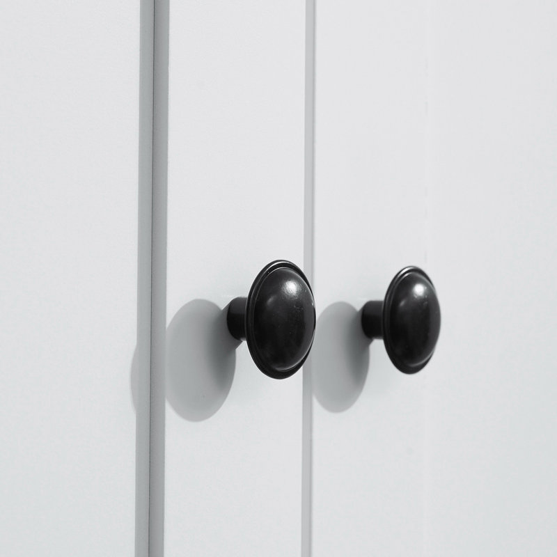 Armoire de rangement avec tiroir et tablettes réglables, Blanc, Noir, noir, noir, noir