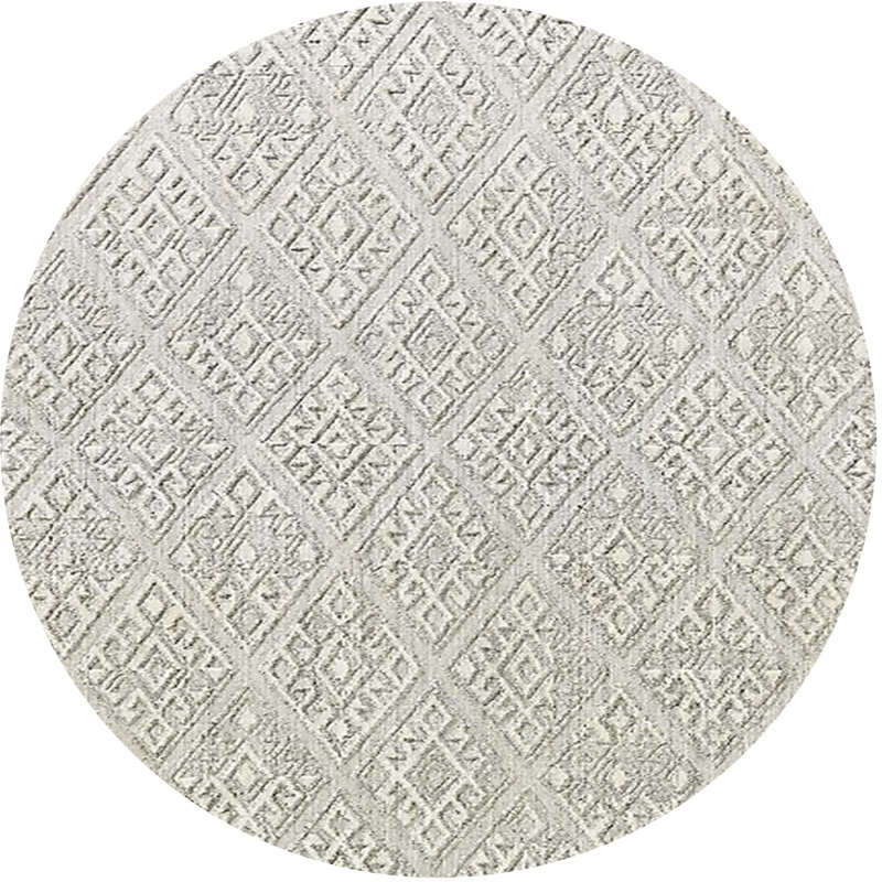 Tapis ivoire à motif géométrique, Rond 5 pi