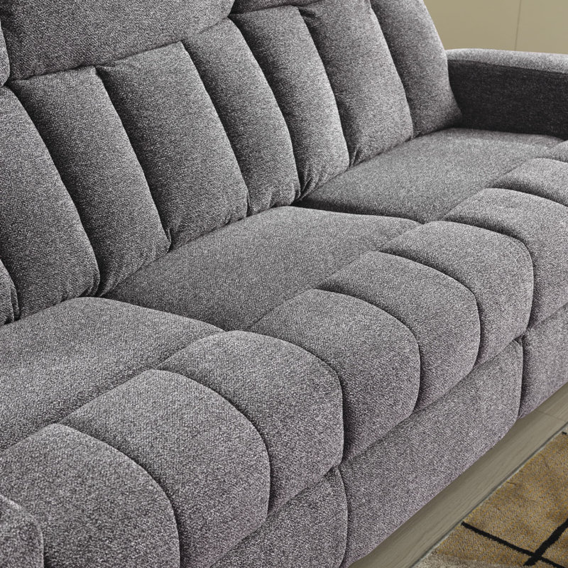 Canapé inclinable manuel 7 places avec porte-gobelets et rangement pour poche, Light Grey