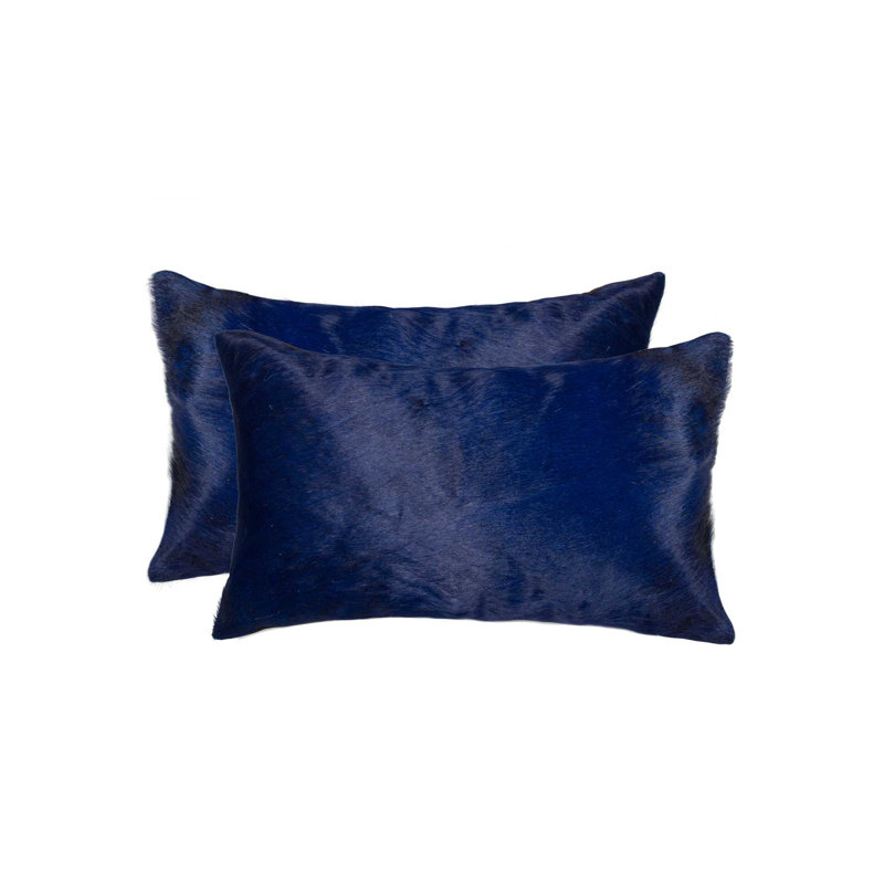  (Ensemble de deux) Coussin lombaire en peau de vache 12 "X 20", Bleu marine