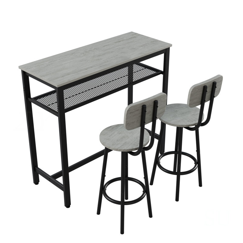 Ensemble de table de bar et de chaises carrées à 2 tabourets peu encombrant, parfait pour le petit-déjeuner, le salon et la salle de fête