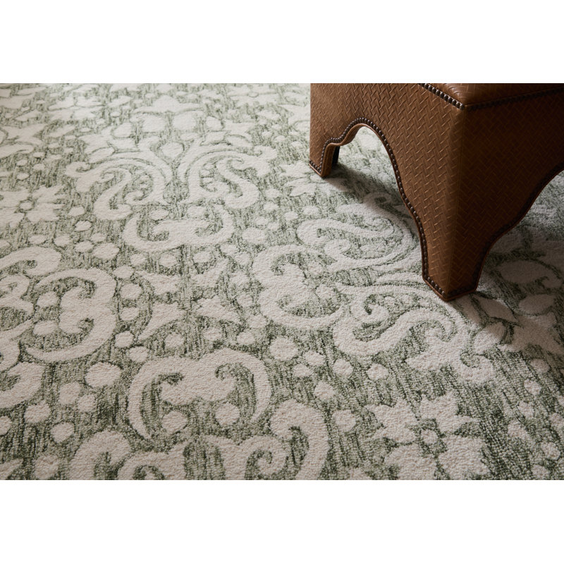 Belfort Traditional Floral & Botanical Ivory Area Rug, Rectangle 8' x 10'