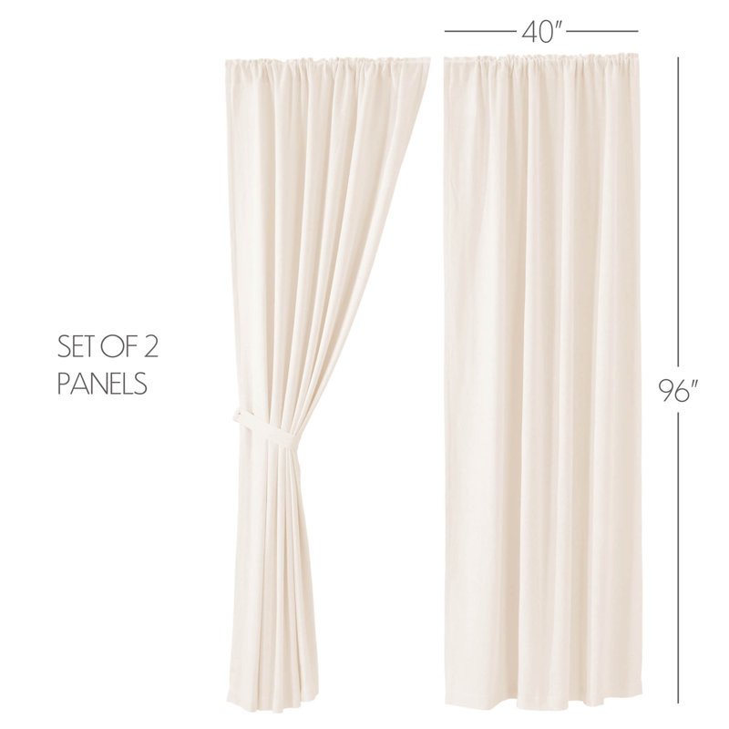 Simple Life Flax Antique White Cotton Blend Room Darkening Curtain Pair