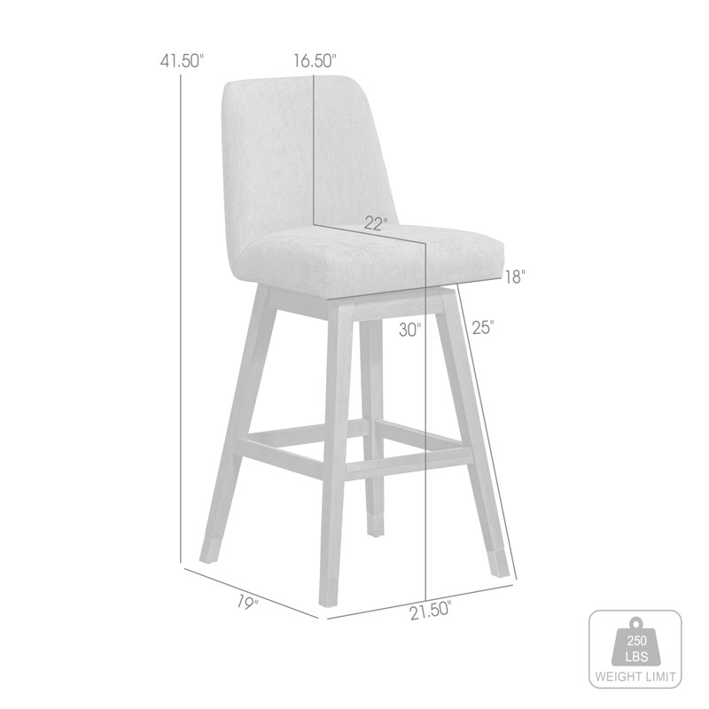 Tabouret de bar ou de comptoir Dunamuggy en bois de chêne avec siège en tissu - ensemble de 4, Gris, Brun