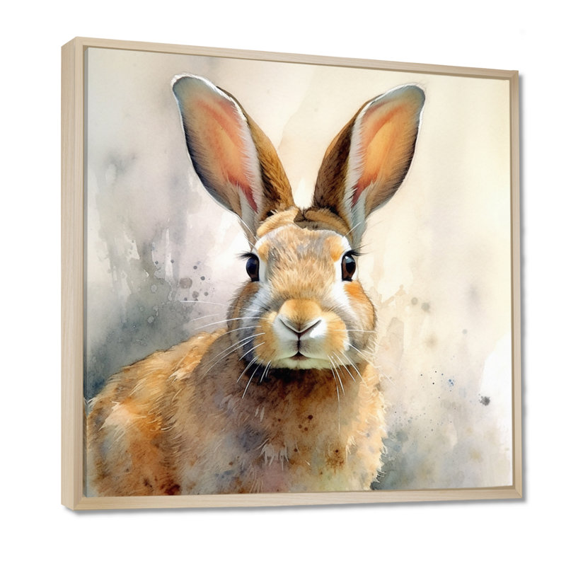 Sweet Rabbit II - Lapin, art mural, H 36 po x l 36 po x P 1,5 po, Cadre flottant érable