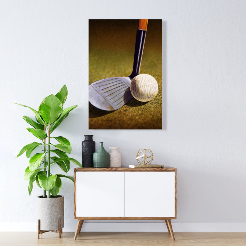 Toile brune avec club de golf hyperréaliste | Man Man Home Decor