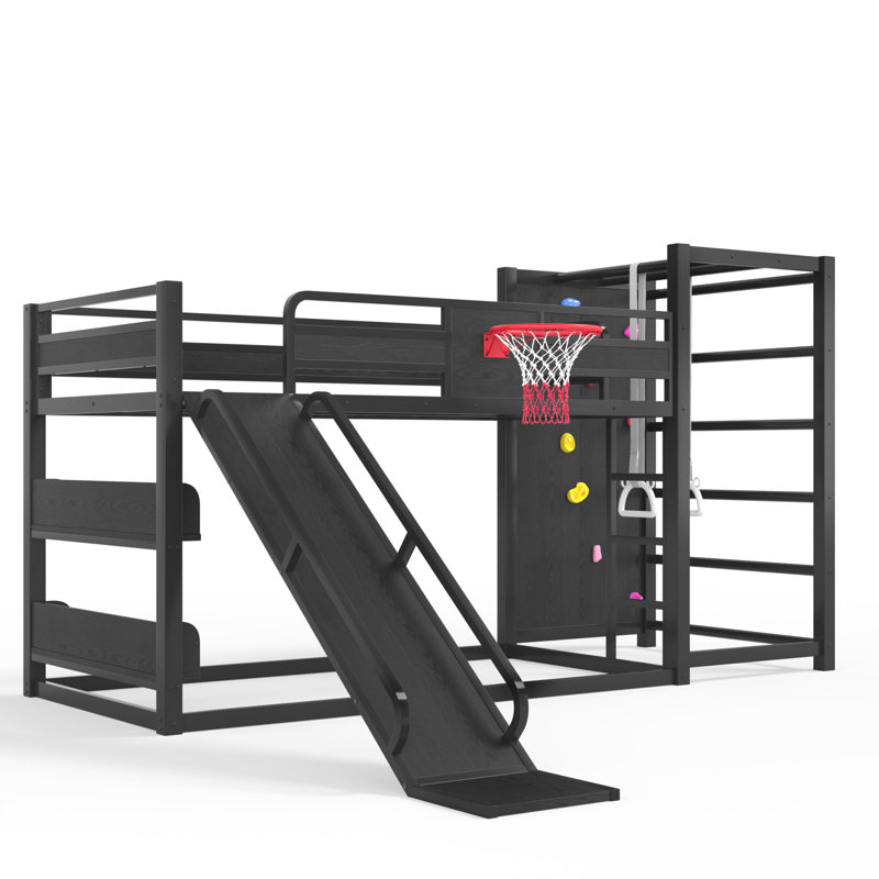 Lit mezzanine simple TG, Extra Long Twin, Black