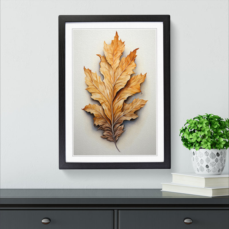 Leaf Tachisme - Single Picture Frame Print on Wood, Black, 34cm H x 25cm W x 2cm D