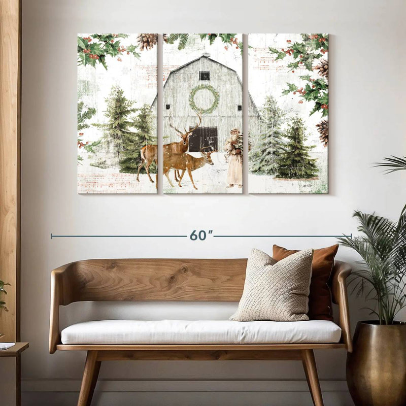 Wooded Holiday No Poinsettias, H 32 po x l 50 po