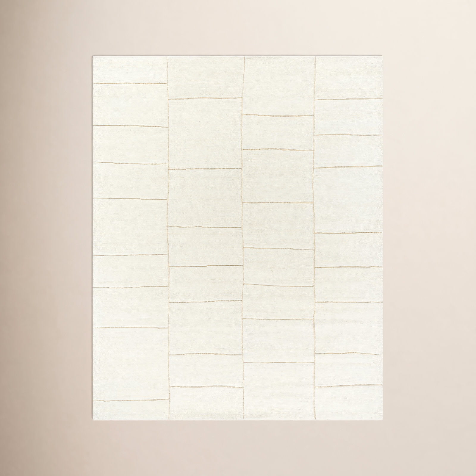 Hand-Tufted Geometric Ivory Rug, Rectangle 9' x 12'