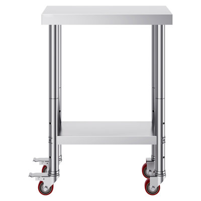Heavy Duty Stainless Steel Work Table With 4 , 12 X 24 34 Inch, Suitable For Commercial Restaurant, Bar, And Activities - Sus201, 3 Level Adjustable Shelves, Smooth Surface 32 Inch Prep Table, Rust ,