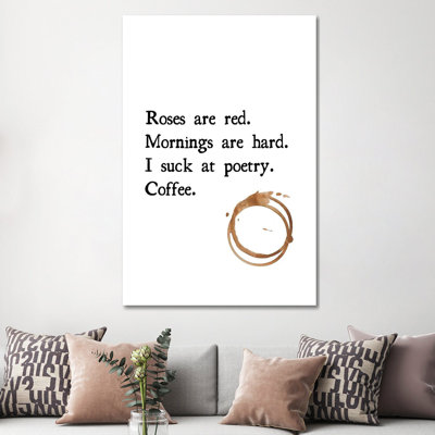 Roses Are Red Coffee Poem With Coffee Stain by Design Harvest - Wrapped Canvas Print