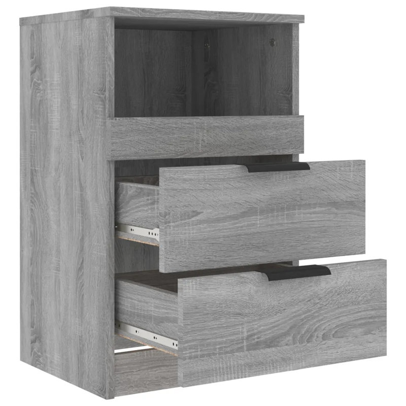 40cm W Manufactured Wood Bedside Table, Light Grey, Set of 2