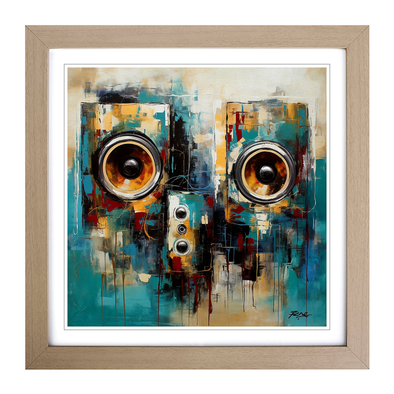 Speakers Abstract Expressionism - Framed Print, Oak