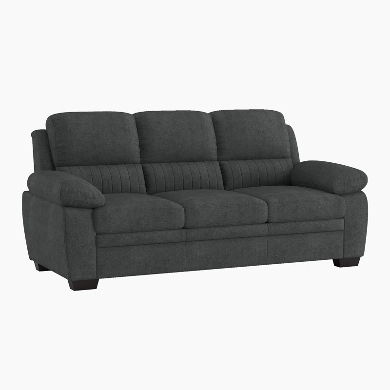 Canapé rembourré en tissu à accoudoirs coussinés de 80 po Mellitz, Polyester 100 % gris foncé
