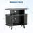 35" Round Record Player Stand Turntable Stand Table with Charging Station and Sliding Doors-129892398