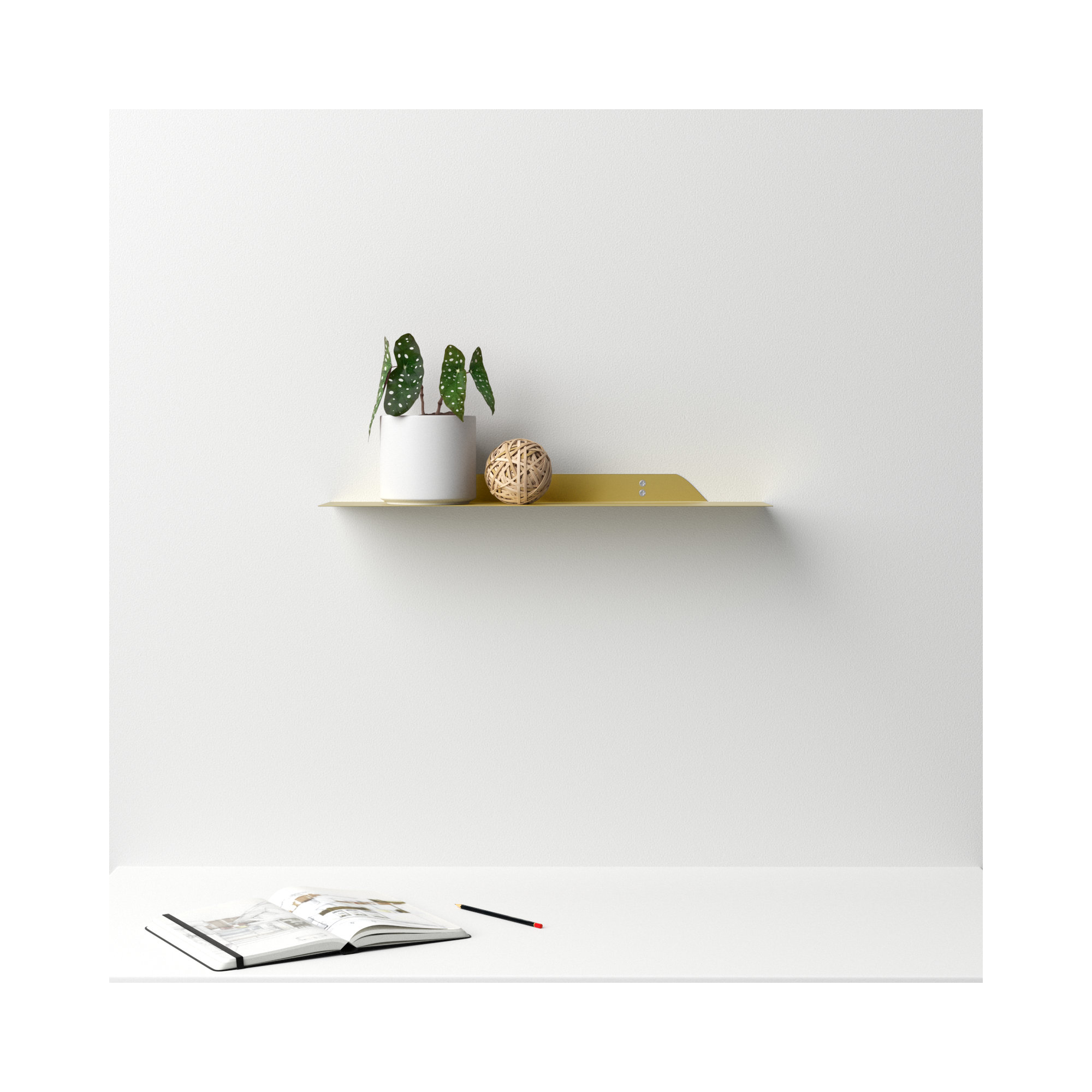 Maja Metal Floating Shelf, 1.75" H x 24" W x 6" D, Gold