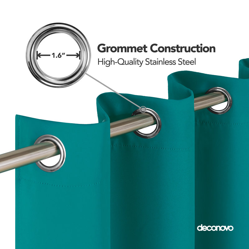 Brynnli Eyelet Blackout Thermal Curtains, 140cm W x 245cm D, Turquoise