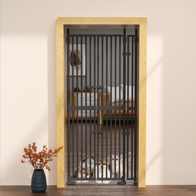 74.8"-96.5" Extra Tall Pet Gate, Fits Doorways 30.3"-38.2" W, Pressure Mounted Tool-Free Install