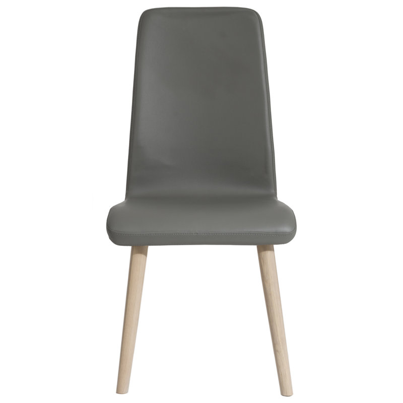Dermott 47cm H Upholstered Side Chair, Grey, Light Oak