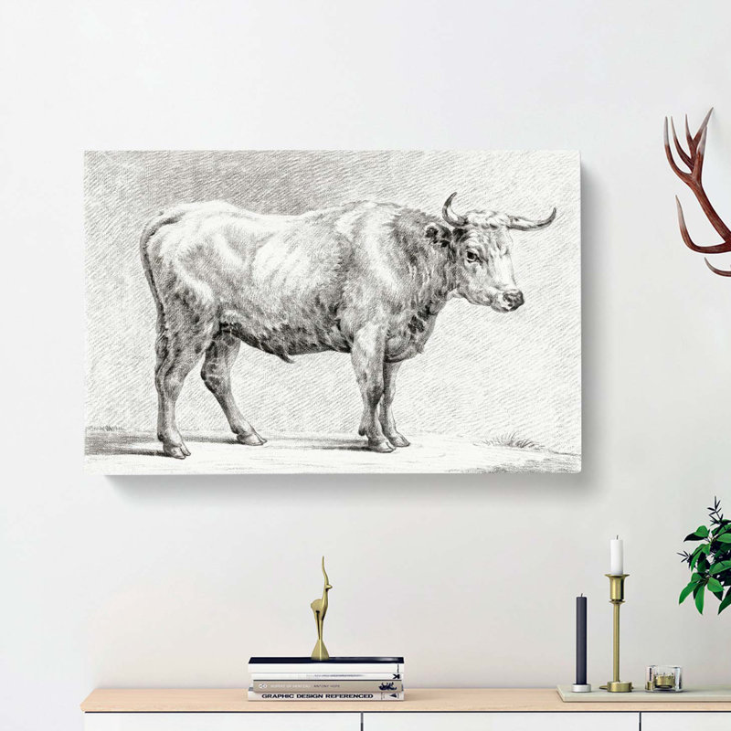 Study Of A Bull by Jean Bernard - Wrapped Canvas Print, 50cm H x 76cm W x 3cm D
