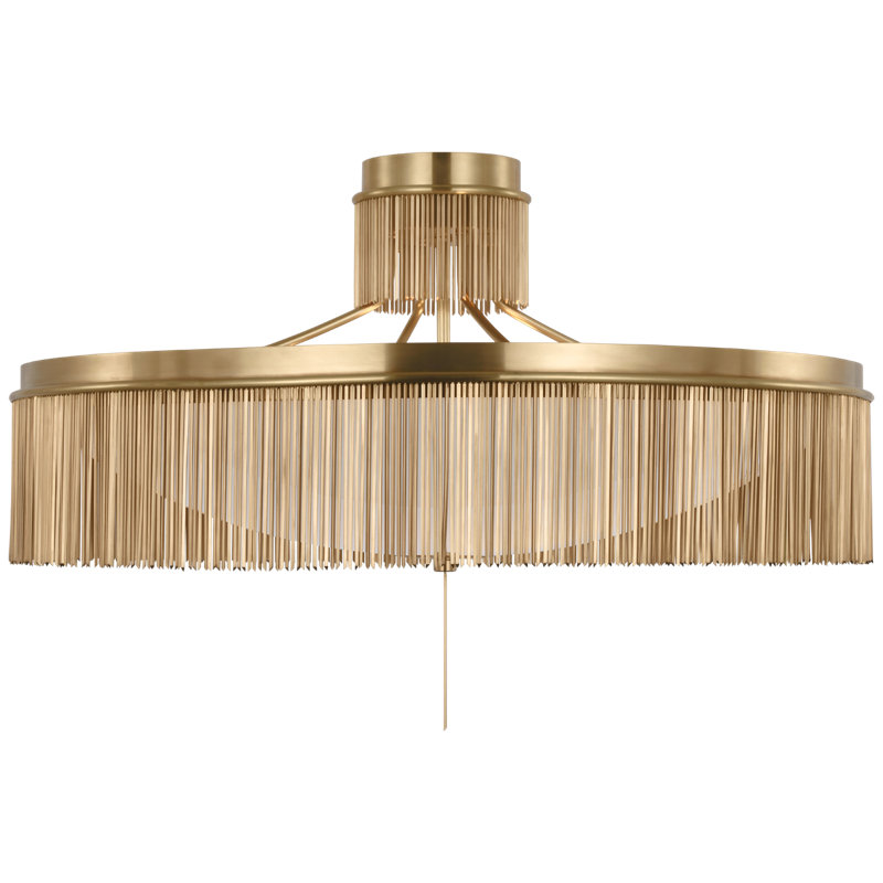 Sutton 32" Flush Mount With White Glass, Antique-Burnished Brass, 7.25" H x 32" W x 32" D
