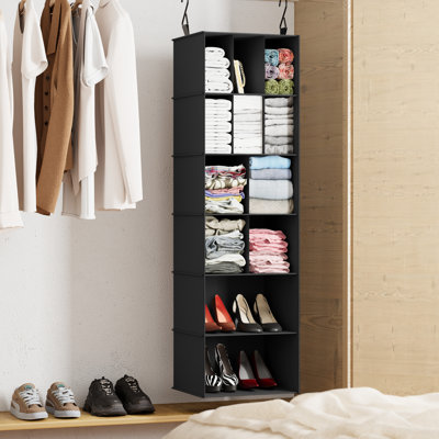 2 Pack Hanging Closet Organizer with Dividers, 24 Compartments Hanging Shoe Shelves for Closet, Wardrobe, RV and Garment Rack