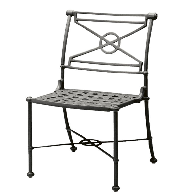 Delphi Outdoor Dining Side Chair, Weathered White, 20.5", Canvas Bird's Eye Sunbrella® Canvas