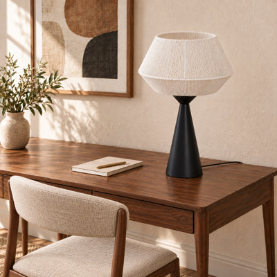 21.7" Oak Wood Base Table Lamp