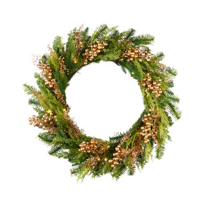 Pre-Lit Berry Mixed Tip Wreath