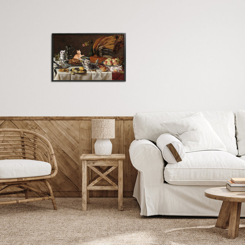 «Kittens on Still Life Feast», giclée encadrée, conception par les maîtres Redux, H 12 po x l 18 po