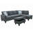 Dark Grey Fabric 3-Piece Sectional Sofa Set with Storage Ottoman-69969364-90726398
