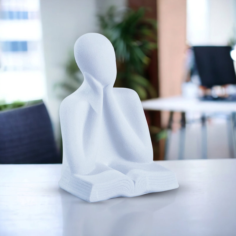 Statue de penseur minimaliste en résine blanche - Cadeau de décoration de maison et de bureau contemporain